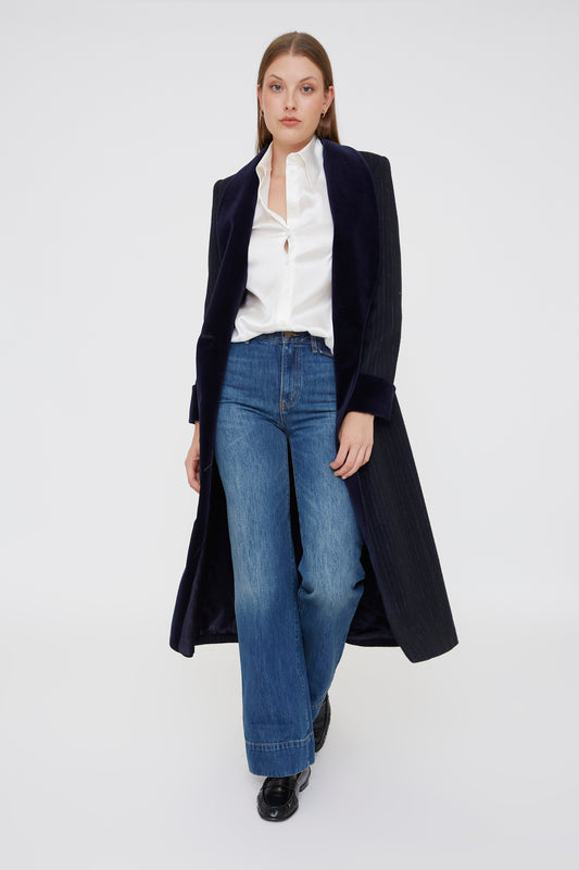 ABRIGO COLETTE RAYAS AZUL